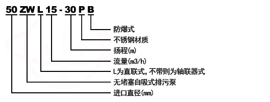 ZWL型直聯(lián)式無堵塞自吸排污泵型號意義
